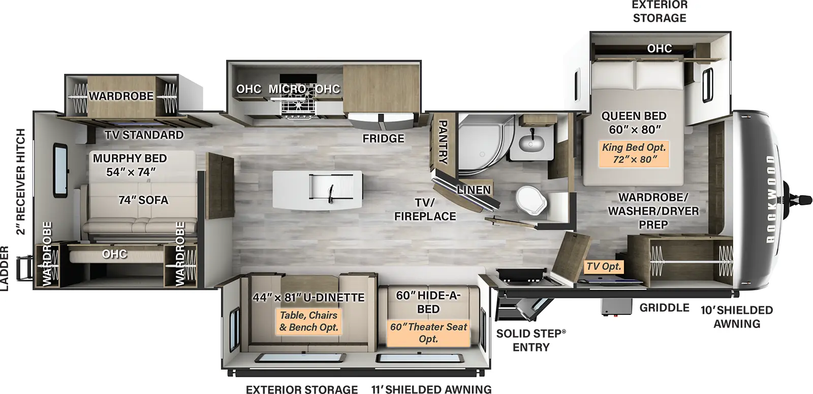 Rockwood Signature Travel Trailers 8338DB Floorplan